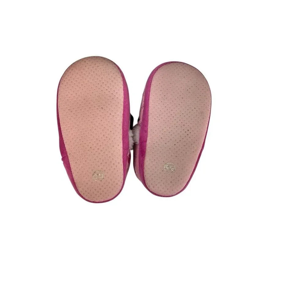 Disney Minnie Mouse Girls Plush Slippers Pink Size 9/10